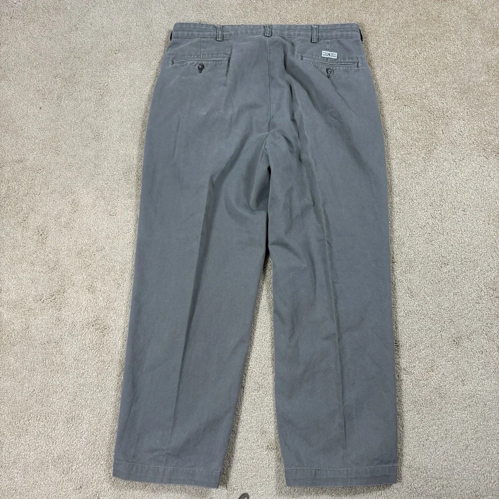 Vintage Polo Ralph Lauren Pleated Chino Pants Mens 36x30 Khaki Gray Cotton